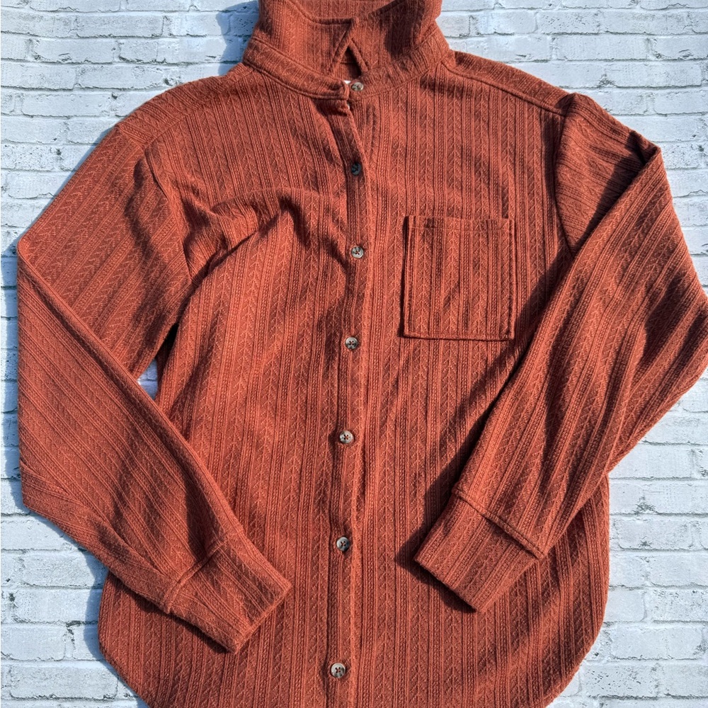 BKE Terracotta Collared Buttoned Textured Shirt